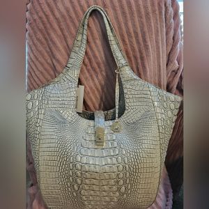 Brahmin Large White and Silver Tote